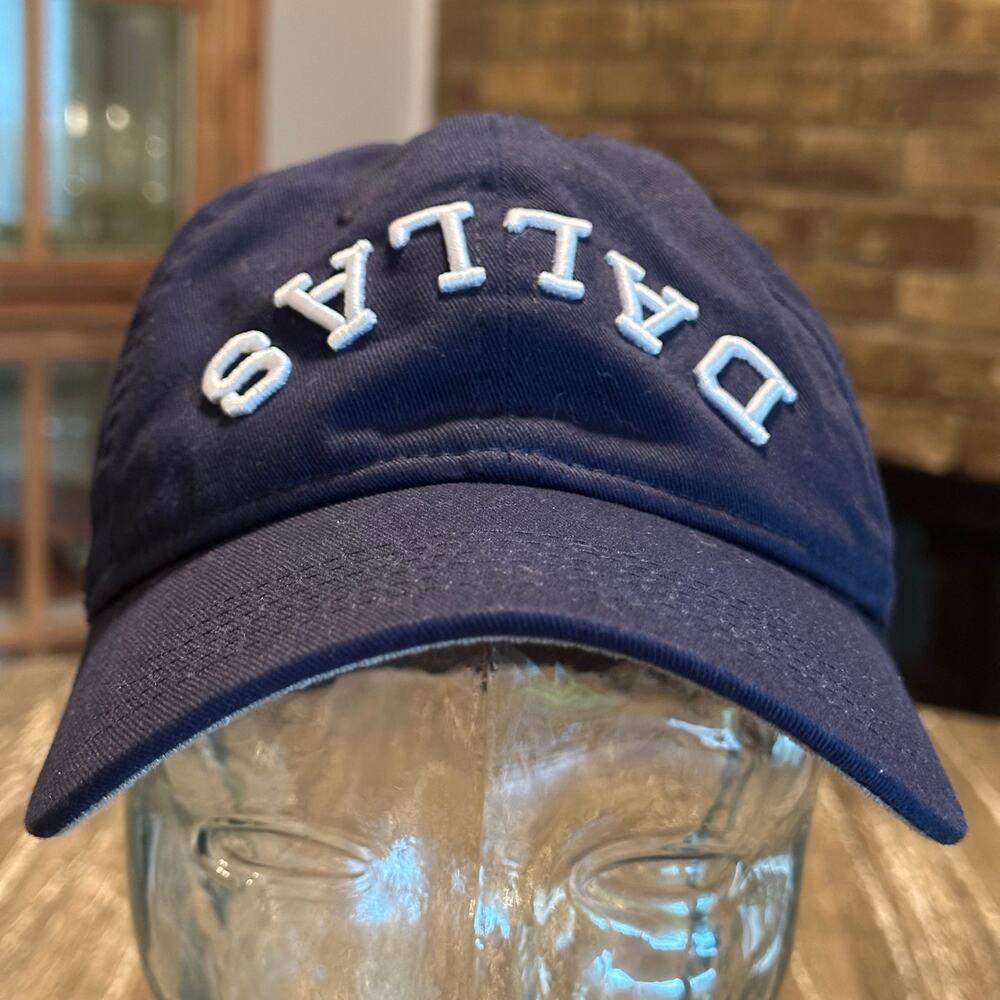True Brvnd Dallas Cowboys Inverted Logo Adjustable Strapback Dad Hat Cap Navy